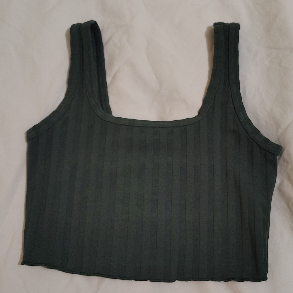 Aerie Black Ribbed Sleeveless Crop Top